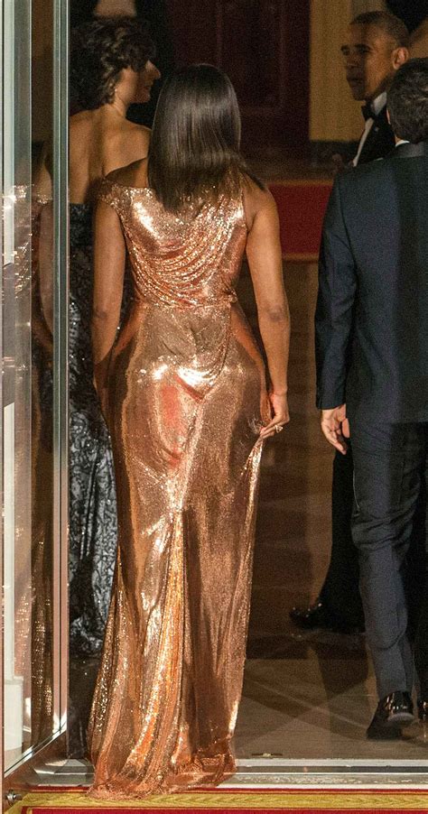 michelle obama atelier versace dress|michelle obama rose gold dress.